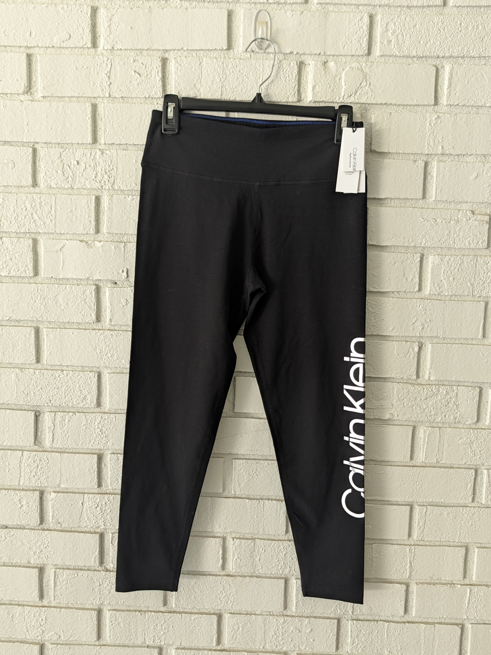 Calvin Klein Performance Women's High-Rise Cotton Silver Logo Leggings